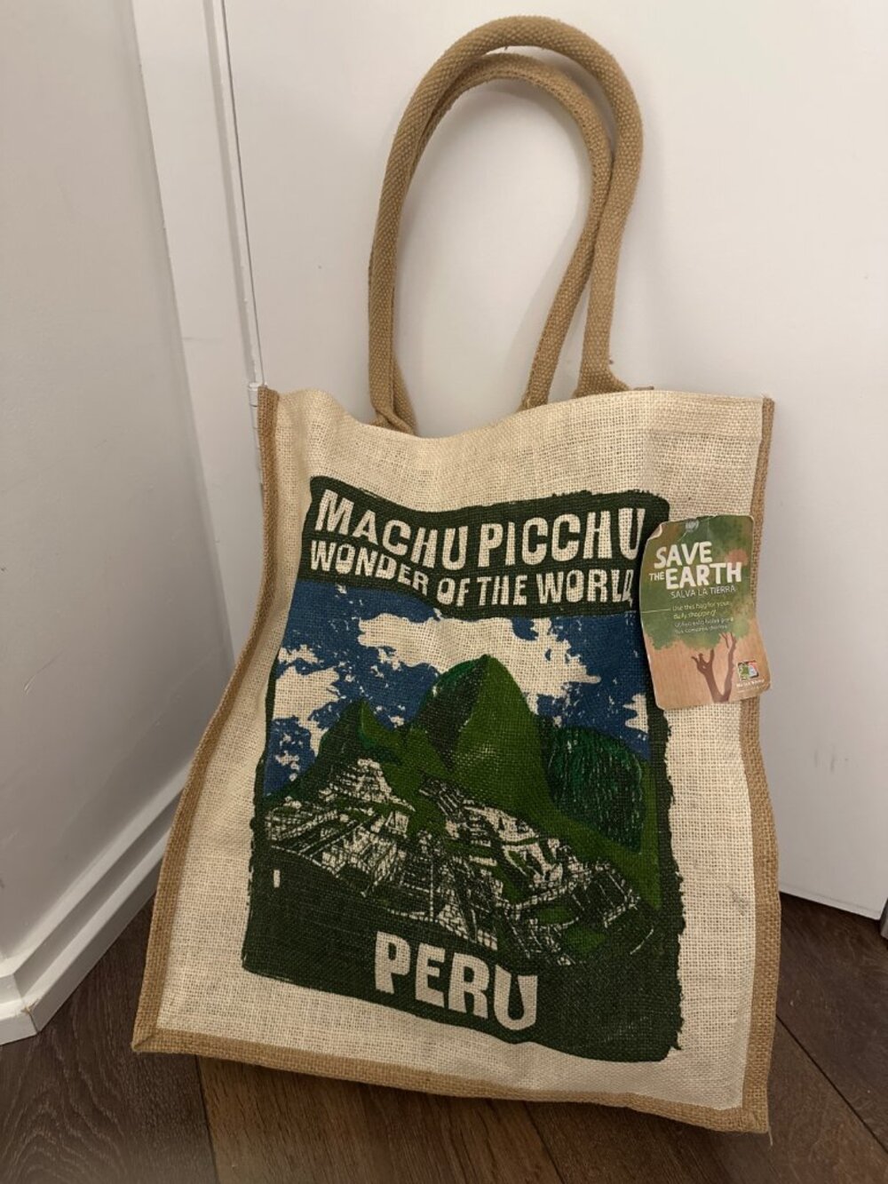 Machu Picchu Peru Jute Tote Bag NWT Souvenir